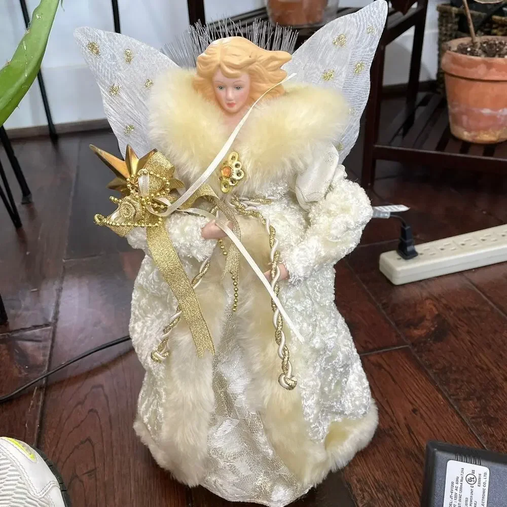 Fiber Optic Angel Christmas Tree Topper Changing LED Lights Electric with Box